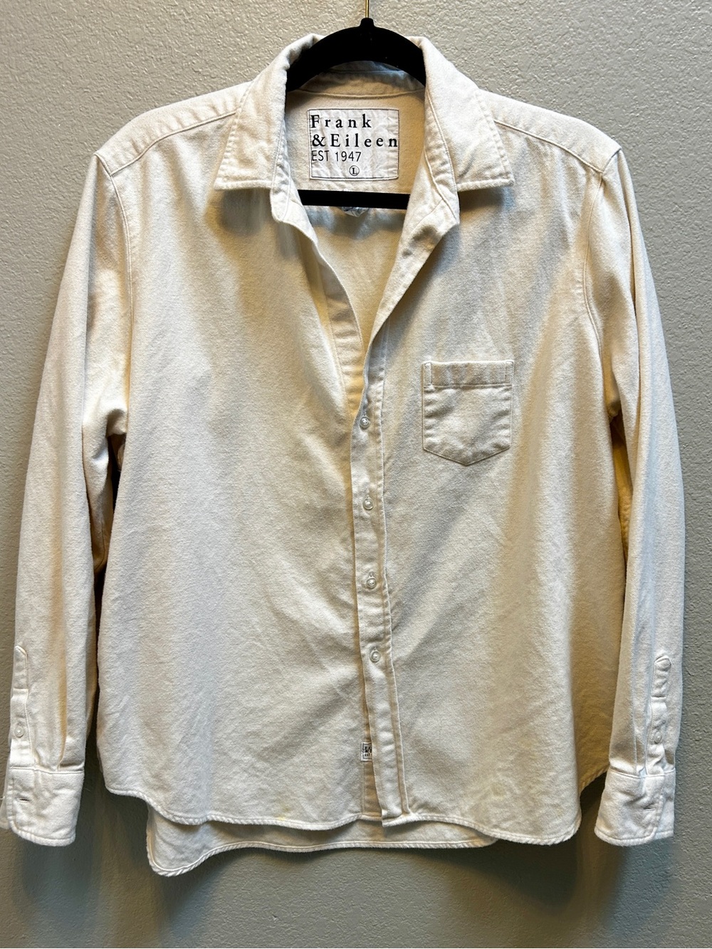 Frank & Eileen Flannel Button Down Eileen Top Cream Ivory Size Large